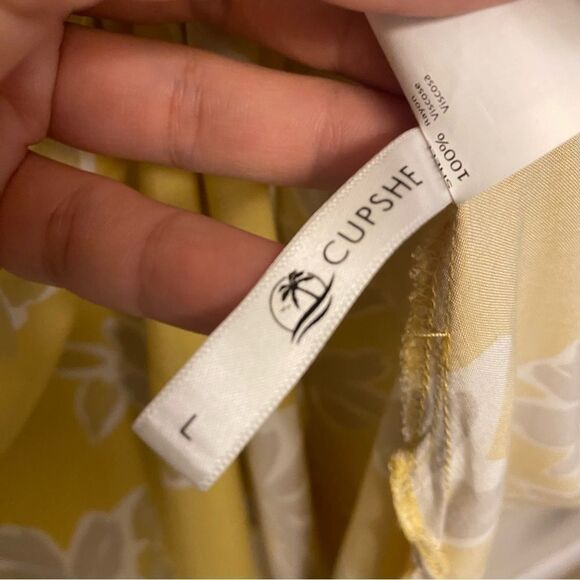 Cupshe Amelie Floral Tie Back Slip‎ Dress yellow floral sun rayon Large - Picture 10 of 13